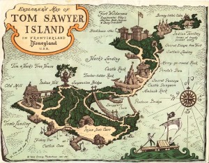 Explorer's map of TOM SAWYER ISLAND in FRONTIERLAND Disneyland U.S.A. (1957)